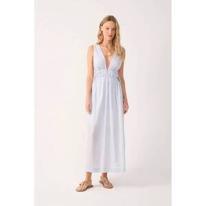 NEW DRESS TO lurex v-neck dress in blue stripes